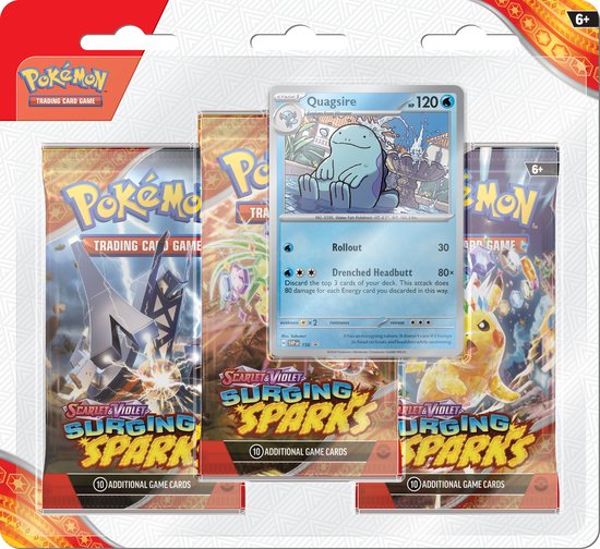 Pokémon - Scarlet & Violet - Surging Sparks - 3 Pack Booster Blister - Quagsire - Trading Cards